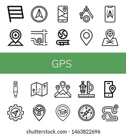 Set of gps icons such as Flag, Placeholder, Navigator, Location, Gps, Geography, Compass, Marker, Place, Route , gps
