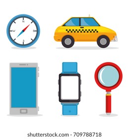 set of gps navigation elements