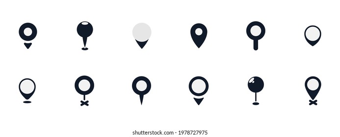 Set of GPS pins illustration