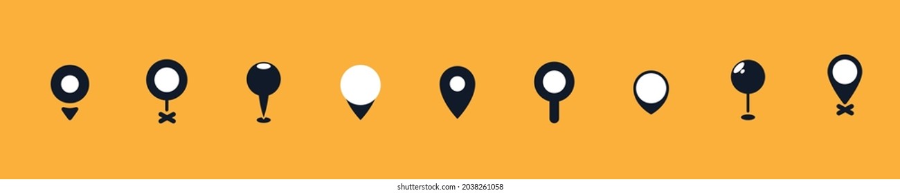 Conjunto de la ilustración de pines GPS