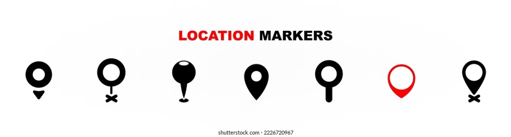 Set of GPS pins illustration
