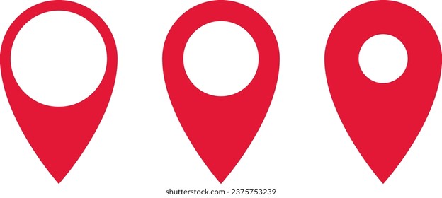 Set of GPS pointers. Red point icon. Vector illustration.