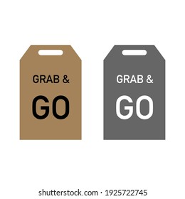 Set of Grab and go vector. Shopping bag. Business and marketing concept. Flat design on white background.
