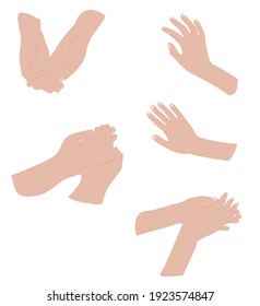 Set of graceful female hands in different poses