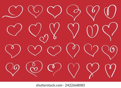 Set of graceful hearts in vector.