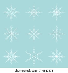 set of graceful snowflakes