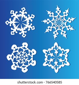 Set of graceful vector snowflakes, 
drawn by hand, on a white background
