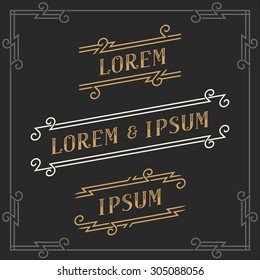 The set of graceful vintage emblems and logos templates. Elegant retro business sign, identity, label. Vector Illustration.