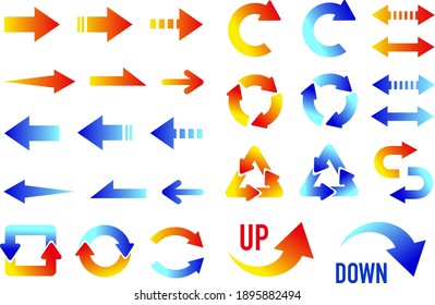 Set of gradation arrows and button icons