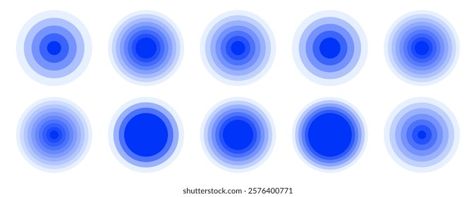 Set of gradation pain concentration, headache, toothache icon, radial pain, radar target icons
