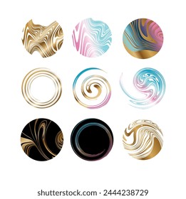 Conjunto de malla degradada, Ondas en los círculos, arte abstracto