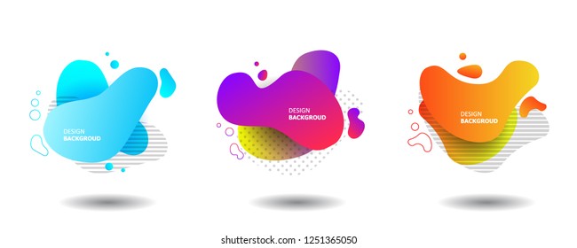 Set of Gradient abstract banners with flowing liquid shapes. Template for the design of a logo, flyer or presentation. Vector.