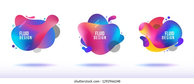 Set of Gradient abstract banners with flowing liquid shapes. Template for the design of a logo, flyer or presentation. Vector.