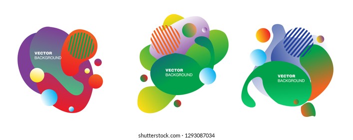 Set of Gradient abstract banners with flowing liquid shapes. Template for the design of a logo, flyer or presentation.