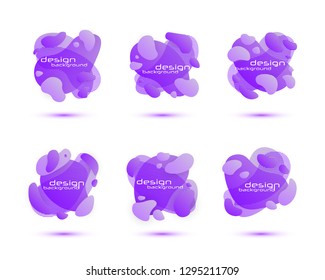 Set of Gradient abstract banners with flowing liquid shapes. Isolated dynamical art form. Template for the design of a logo, flyer or presentation. 