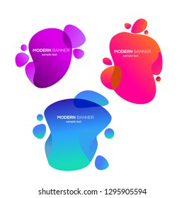 Set of Gradient abstract banners with flowing liquid shapes. modern template for the design of a logo, flyer or presentation. Vector.
