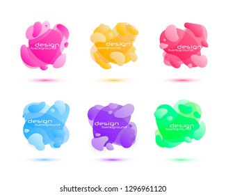 Set of Gradient abstract banners with flowing liquid shapes. Isolated dynamical art form. Template for the design of a logo, flyer or presentation. 