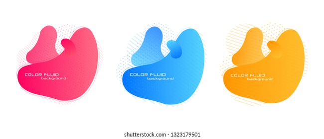 Set of Gradient abstract banners with flowing liquid shapes. Isolated dynamical art form. Template for the design of a logo, flyer or presentation. variety modern liquid fluid elements. Vector 