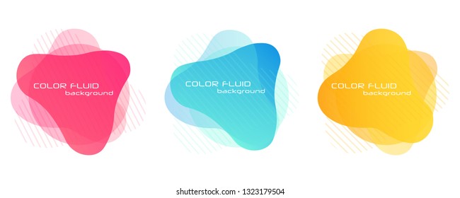 Set of Gradient abstract banners with flowing liquid shapes. Isolated dynamical art form. Template for the design of a logo, flyer or presentation. variety modern liquid fluid elements. Vector 