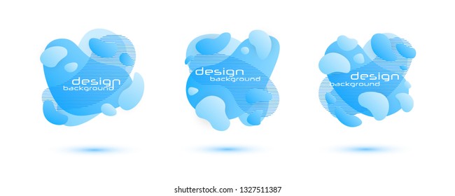 Set of Gradient abstract banners with flowing liquid shapes. Isolated dynamical art form. Template for the design of a logo, flyer or presentation. 