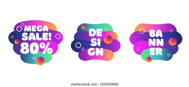 Set of Gradient abstract banners with flowing liquid shapes. Template for the design of a logo, flyer or presentation. 