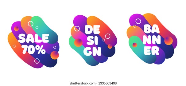 Set of Gradient abstract banners with flowing liquid shapes. Template for the design of a logo, flyer or presentation. 