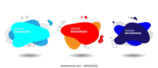 Set of Gradient abstract banners with flowing liquid shapes. Flat geometric liquid form with various colors. Template for the design of a logo, flyer or presentation. EPS 10