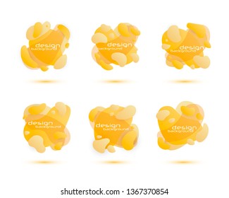 Set of Gradient abstract banners with flowing liquid shapes. Isolated dynamical art form. Template for the design of a logo, flyer or presentation. 