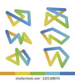 Set of Gradient Abstract Lines. Colorful, Geometric and Creative Line Art