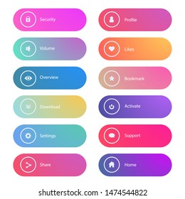 Set of Gradient action button modern style on white background