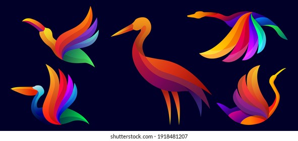 Set of Gradient Animal. Overlapping gradient animal vector