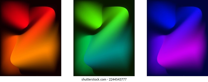 Set of gradient background with beautiful gradation color, red green blue black background.vertical banner