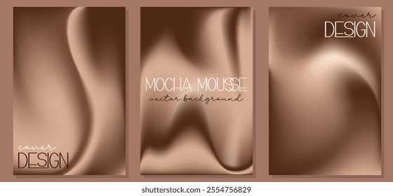 Set of gradient background in mocha mousse colors. Color of the Year concept. Great for creative needs, design concepts, wallpapers, web. Blurred background