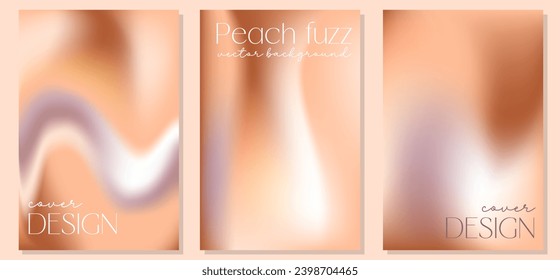 Set of gradient background in peach fuzz colors. Color of the Year concept. Great for creative needs, design concepts, wallpapers, web. Blurred background