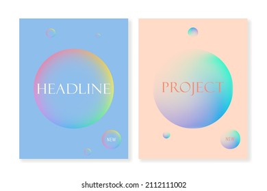 Set of gradient background templates with blurred shapes in pastel colors. For covers, wallpapers, branding, social media and other projects. Vector, can be used for web and print.