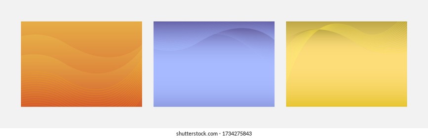 Set of gradient backgrounds. Abstract pattern with lines and waves. Horizontal vector illustration.
