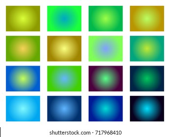 Set of gradient backgrounds. Blurred green shades. Vector illustration