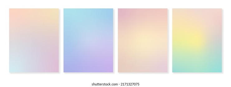 Conjunto de fondos degradados en colores pastel claros y transiciones suaves. Para portadas, fondos de pantalla, marca, medios sociales y otros proyectos. Para web e impresión.