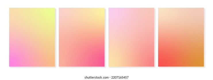 Set gradient backgrounds in pink   yellow colors and soft transitions  Great for covers  branding  wallpapers  social media   more  Vector  can be used for web   print 