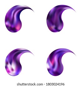 Set of gradient backgrounds with yin or yang. Flat original east style. Trendy soft color logo. Violet modern, natural covers for your creative projects and graphic design.