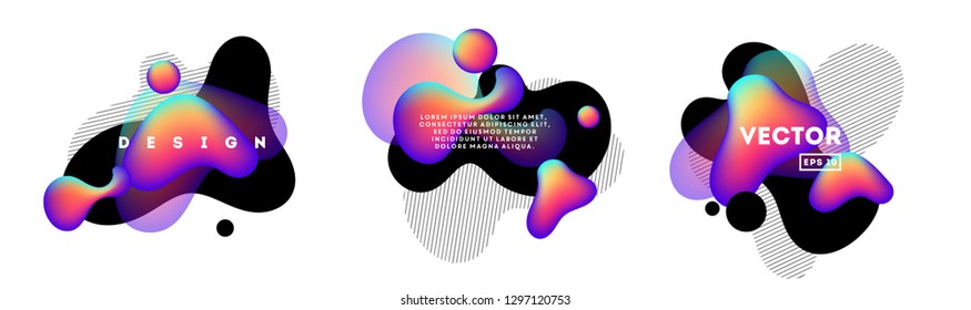 Set of Gradient banners with flowing liquid abstract shapes. Template for the design of your logo, flyer or presentation. Vector eps10.