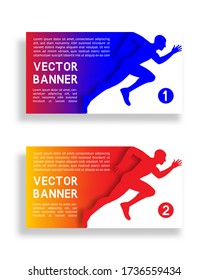 Set of gradient banners with running man
