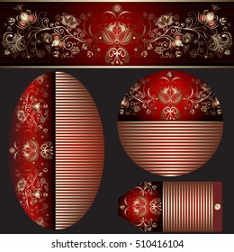 Set gradient banners various shapes in a vintage style on a black background, vector