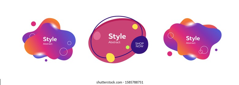 Set of gradient blotches for modern card design. Design template for logo, flyer or presentation. Abstract form dynamic composition. Modern style vector illustration