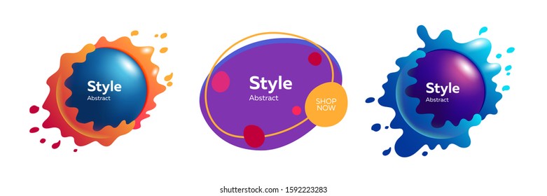 Set of gradient blotches for modern card design. Design template for logo, flyer or presentation. Abstract form dynamic composition. Modern style vector illustration