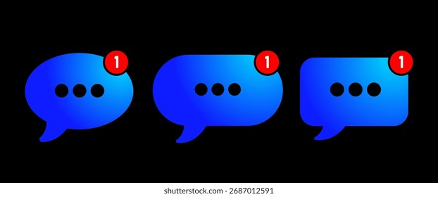 Eine Reihe von Farbverlauf-Chat-Blasen-Symbole mit Benachrichtigungsabzeichen, die für moderne Apps, soziale Medien, Messaging-Plattformen und digitale Kommunikationsprojekte entwickelt wurden.