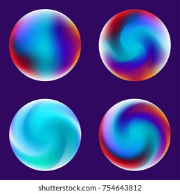 Set of gradient circles on dark background. Template for covers, posters and banner designs. Elements for your design