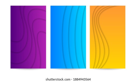 Set Gradient Collection Abstract Paper Cut Background Vector Shadows Objects Modern Design