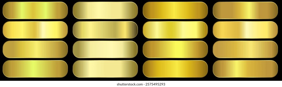 Set of gradient collection with color guide. golden gradient metal.