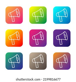 Set von Farbverlauf-Farben Megaphon-Symbole. Geeignet für Website, mobile Apps und Elemente sozialer Medien. Geeignet für Website, mobile Apps und Elemente sozialer Medien.
